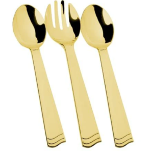 GOLD SERVING SET (2 SPOONS, 1 FORK)