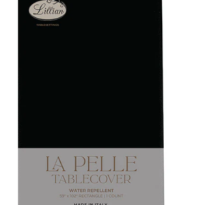 59" X 102" LILLIAN WATER REPELLENT LA PELLE TABLECOVER "(39201)  - BLACK