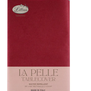 59" X 102" LILLIAN WATER REPELLENT LA PELLE TABLECOVER "(39204)  - BURGUNDY