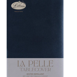 59" X 102" LILLIAN WATER REPELLENT LA PELLE TABLECOVER "(39205)  - NAVY BLUE