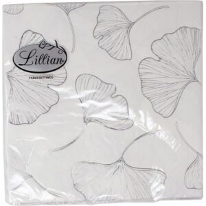LILLIAN LUNCHEON NAPKIN GINGKO  (39505)- SILVER