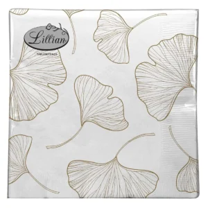LILLIAN LUNCHEON NAPKIN GINGKO  (39506)- GOLD