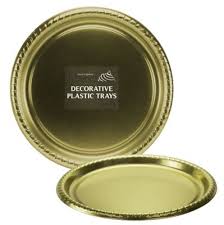 15.5" METALLIC ROUND TRAY, GOLD