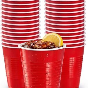 HANNA K 9 OZ PLASTIC CUPS (84080)  - RED