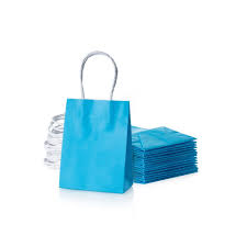 #17 BLUE PAPER BAG W/HANDLE 12CT SMALL (88-2313-1)