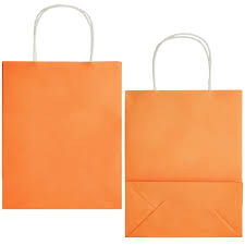 #16 BRIGHT ORANGE PAPER BAG W/HANDLE 12CT SMALL (88-2313-1)