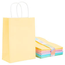 #6 PASTEL YELLOW PAPER BAG W/HANDLE 12CT SMALL (88-2313-1)