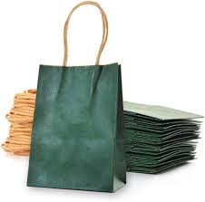 #14 DARK GREEN PAPER BAG W/HANDLE 12CT MED (88-2313-2)