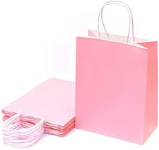 LIGHT PINK PAPER BAG W/HANDLE 12CT MED (88-2313-2)