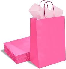 #2 PINK PAPER BAG W/HANDLE 12CT MED (88-2313-2)