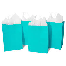 #24 TEAL PAPER BAG W/HANDLE 12CT MED (88-2313-3)