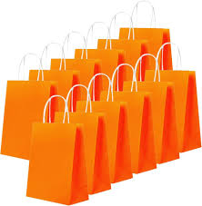 #16 BRIGHT ORANGE PAPER BAG W/HANDLE 12CT LG (88-2313-3)