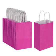 #19 FUCHSIA PAPER BAG W/HANDLE 12CT XSMALL (88-2313)