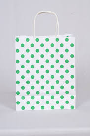 GREEN POLKADOT PAPER BAG W/HANDLE 12CT LG (88-8004-2)