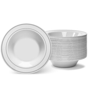 4" WHITE PLASTIC BOWL W/SILVER TRIM