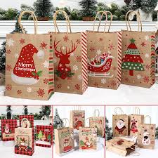 CHRISTMAS PRINTED KRAFT PAPER BAGS (0805-2) 8" X 5" X 3"