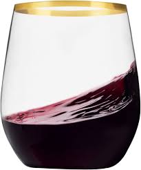 12 OZ STEMLESS GOLD RIM 10CT