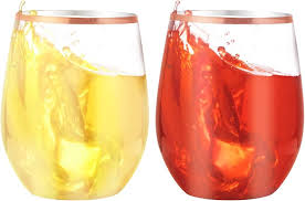 16 OZ STEMLESS ROSE GOLD RIM (PET-16) 10CT