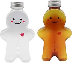 200ML CLEAR GINGERBREAD MAN SHAPED EMPTY PLASTIC JUICE BOTTLES