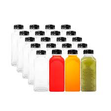 350ML SQUARE CLEAR EMPTY PLASTIC JUICE BOTTLES