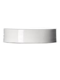 WHITE PP PLASTIC 43-400 SMOOTH SKIRT LID W/PRINTED PRESSURE SENSITIVE LINER