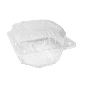 5" (DEEP) CLEAR 1PT PLASTIC HINGED LID PLASTIFAR