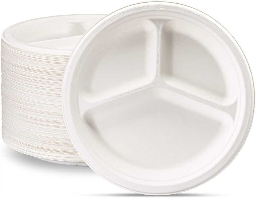 10" 3PT BAGASSE COMPOSTABLE PLATES JMF14109