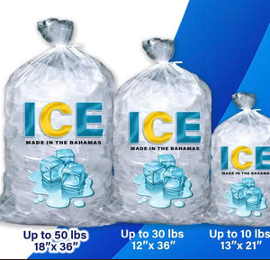 PRINTED LD 12" X 36" CLEAR ICE BAGS 3.0MIL