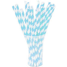 LIGHT SAPPHIRE BLUE STRIPE PAPER STRAWS 25CT