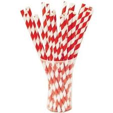RED STRIPE PAPER STRAWS 25CT
