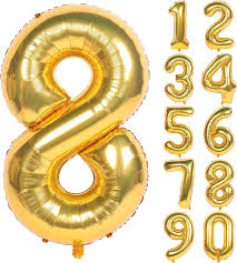 32" GOLD BALLOON NUMBER 8