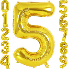 40" GOLD BALLOON NUMBER 5