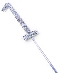 METAL DIAMOND NUMBER 1 TOPPER SILVER