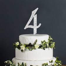 METAL DIAMOND NUMBER 4 TOPPER SILVER