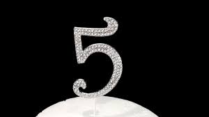 METAL DIAMOND NUMBER 5 TOPPER SILVER