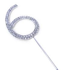 METAL DIAMOND NUMBER 6 TOPPER- SILVER