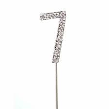 METAL DIAMOND NUMEBER 7 TOPPER- SILVER