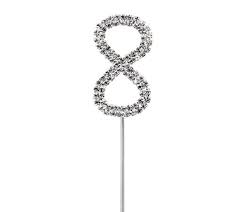 METAL DIAMOND NUMBER 8 TOPPER- SILVER