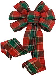 RED LINEN DOUBLE GREEN SIDE W/GREEN PATTERN CHRISTMAS BOW