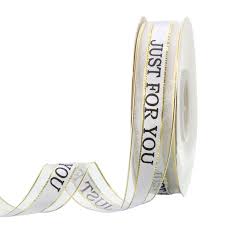 WHITE/GOLD ORGANZA JUST FOR YOU RIBBON