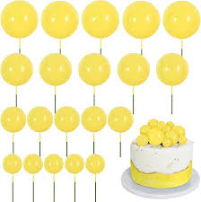 YELLOW BALL CAKE TOPPER 20PCS