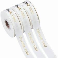 POLYESTER 1/2" RIBBON THANK YOU - WHITE