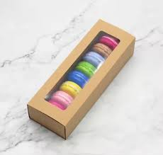 MACARON SLIDER BOX 6X4X2 - KRAFT/CLEAR