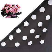 FLOWER WRAPPING PAPER - BLACK/WHITE POLKADOT