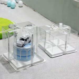 [99CB02KIT] 99CB02-Clear Square Cake Box KIT 8X8X9.5 2pc