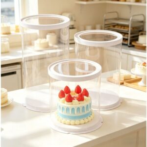 [99CBC06KIT] 99-Cake Box KIT 10" Clear Round White Top 10"h
