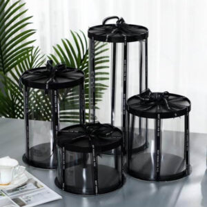 [99RC11KITBlack] RC11 Clear Round Cake Box 12X13.25"H Black KIT