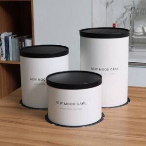[99RW01KITBlack] 99RW01 White Round Cake Box 7X6.25"H Black Top Kit