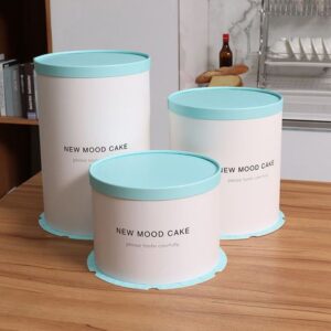 [99RW07KITBlue] 99RW07 White Round Cake Box 10X7"H Blue Top Kit