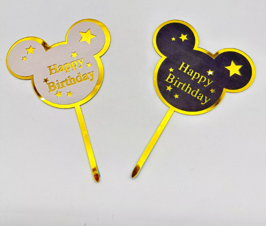 BLACK/GOLD HAPPY BIRTHDAY MICKEY MOUSE CAKE TOPPER